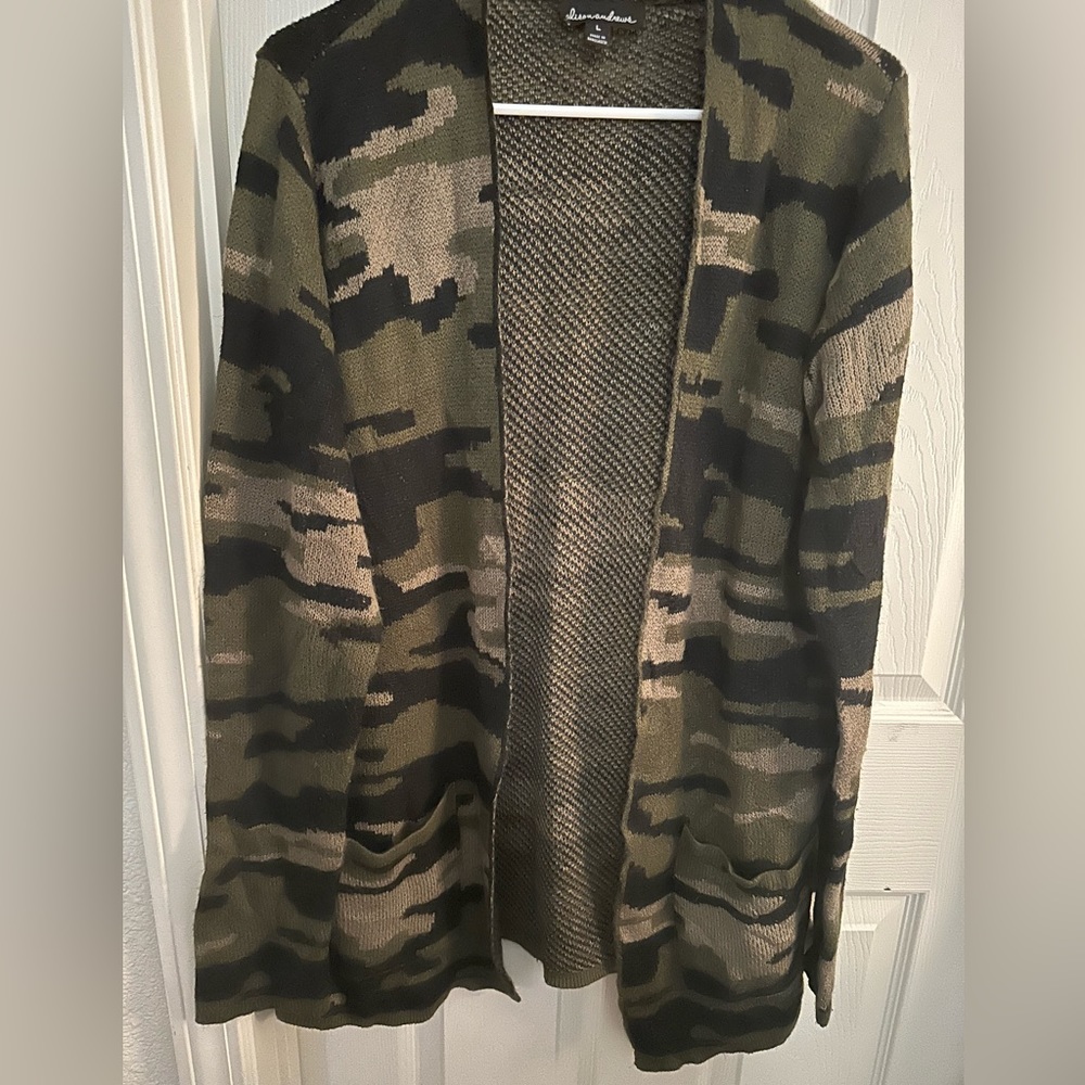 Camo mid length cardigan